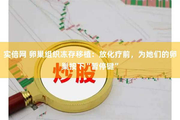 实倍网 卵巢组织冻存移植：放化疗前，为她们的卵巢按下“暂停键”