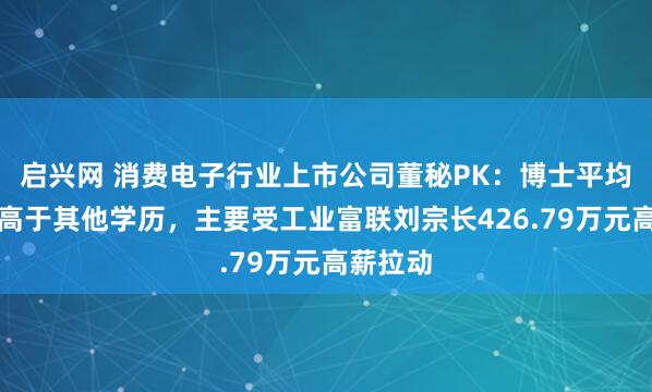 启兴网 消费电子行业上市公司董秘PK：博士平均薪酬远高于其他学历，主要受工业富联刘宗长426.79万元高薪拉动
