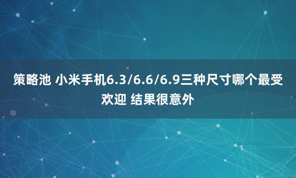 策略池 小米手机6.3/6.6/6.9三种尺寸哪个最受欢迎 结果很意外